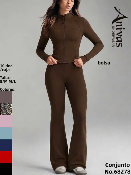 Conjunto deportivo de chaqueta con cierre y pantalón acampanado