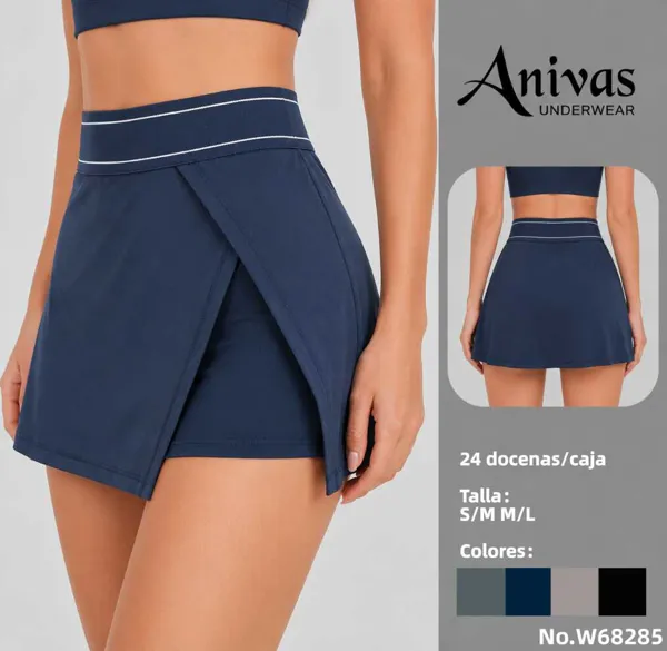 Falda short deportiva de tenis de cintura alta con capa