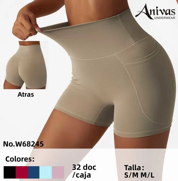 Short deportivo tipo ciclista de cintura alta con control