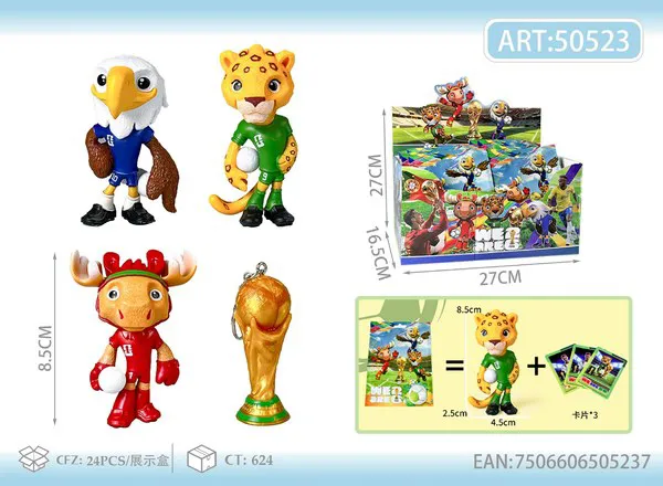Figura de mascota del Mundial 2026 con cartas 8.5 cm
