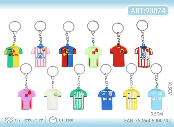 Llavero de goma de camiseta de futbol 5 cm