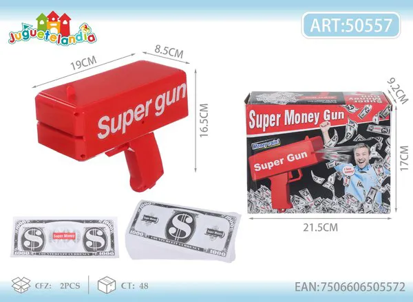 Pistola de juguete lanza billetes Super Money Gun