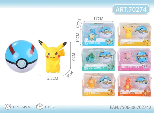 Figura de Pokémon Pikachu con Poké Ball 6 cm