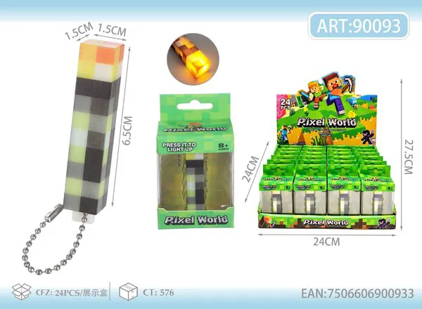 Llavero antorcha luminosa de Minecraft con pilas
