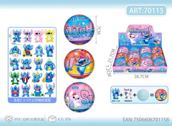 Bola sorpresa de Stitch con figura de 7 cm
