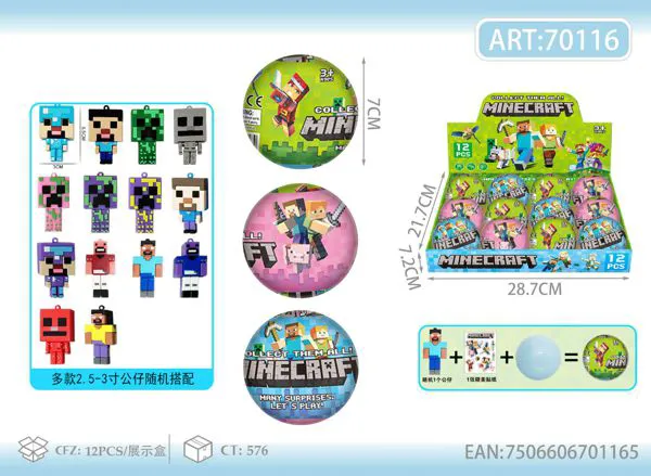 Bola sorpresa con figura de Minecraft 7 cm
