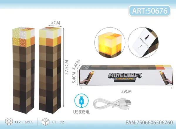 Antorcha luminosa de Minecraft recargable USB