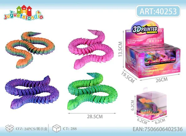 Figura 3D de serpiente víbora articulada 28.5 cm