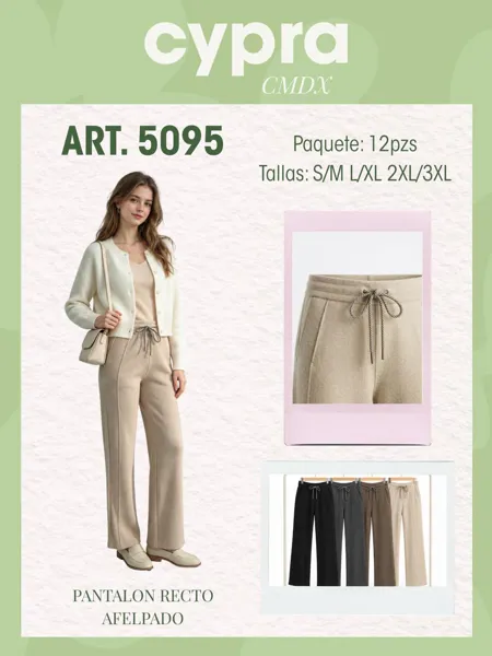 Pantalón recto afelpado