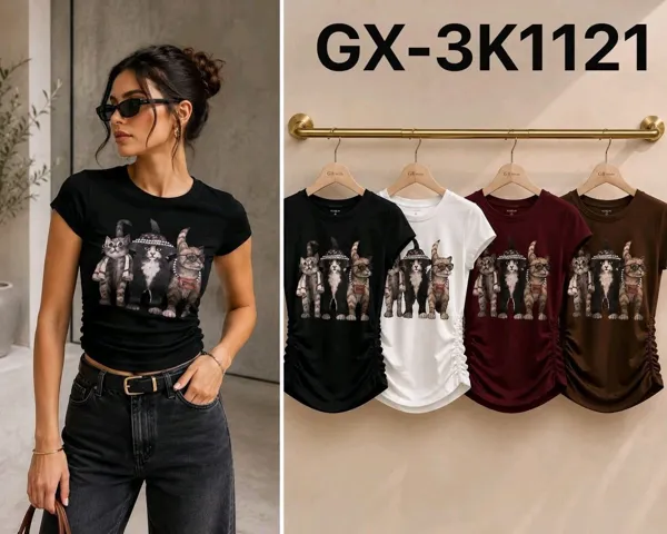 Playera con estampado de gatos