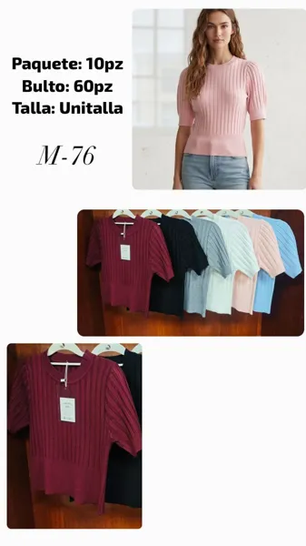 Blusa acanalada de manga corta