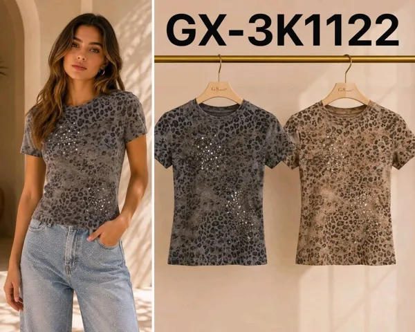 Playera con estampado animal print y pedrería