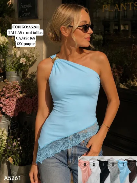 Blusa asimétrica con encaje