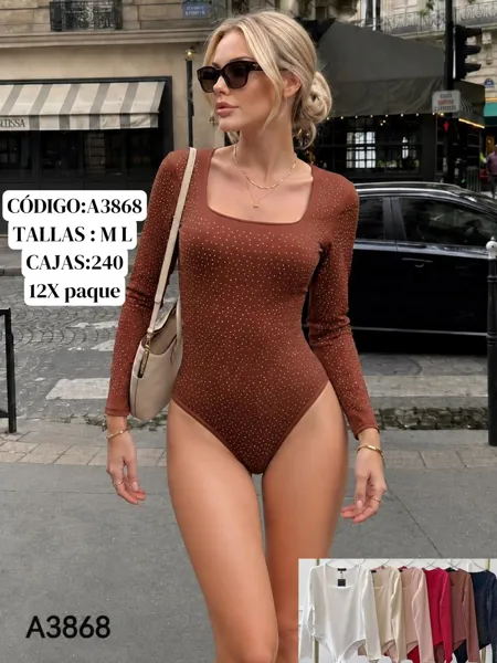 Body de manga larga con pedrería