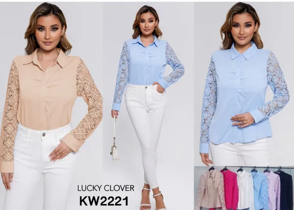 Blusa con mangas de encaje