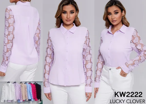 Blusa con mangas de encaje