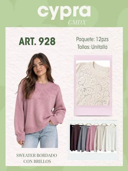 Suéter bordado con brillos
