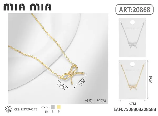 Collar de cobre con lazo de circonitas