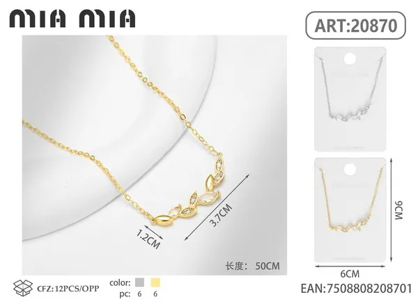 Collar de cobre con hojas de circonitas
