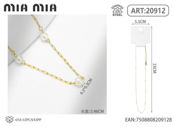 Collar de acero inoxidable con perlas