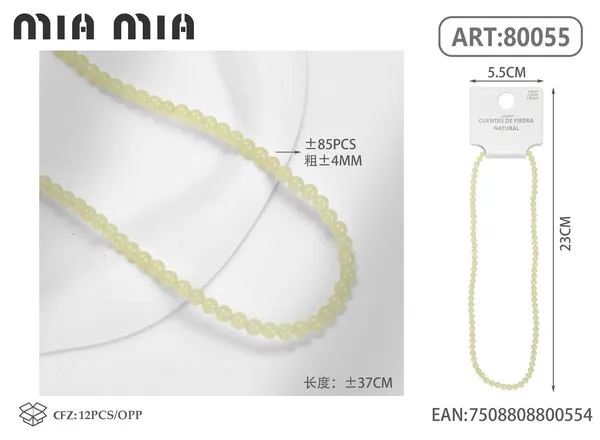 Collar de cuentas de jade Hetián de 4mm