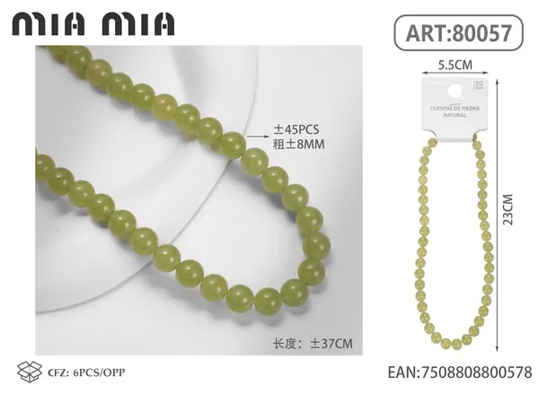 Collar de cuentas de jade Hetián de 8mm