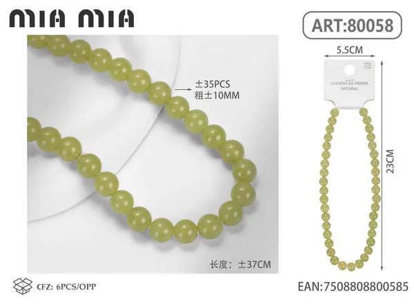 Collar de cuentas de jade Hetián de 10mm