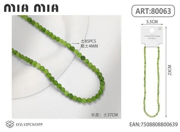 Collar de cuentas de jade oliva de 4mm