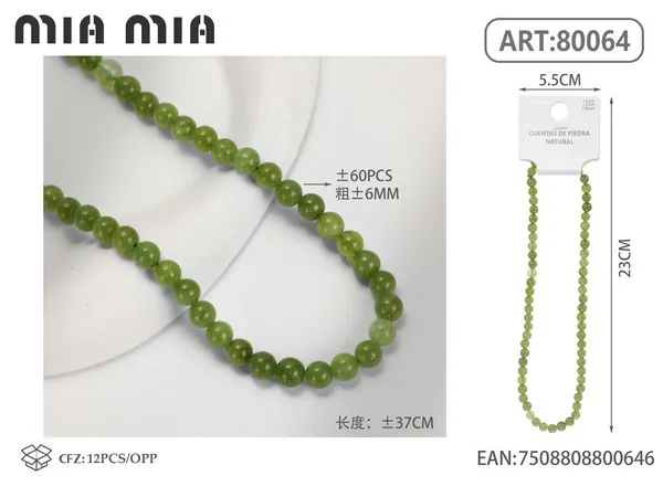 Collar de cuentas de jade oliva de 6mm