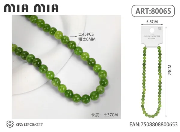 Collar de cuentas de jade oliva de 8mm