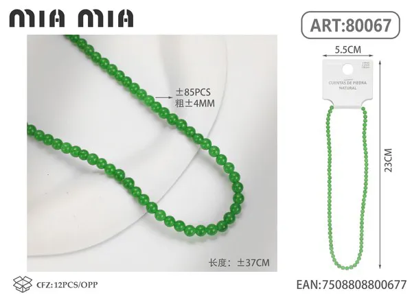 Collar de cuentas de jade malayo de 4mm