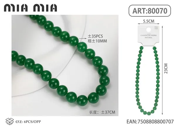 Collar de cuentas de jade malayo de 10mm