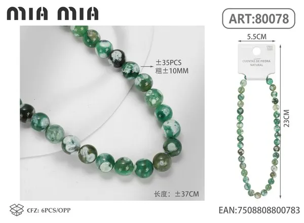 Collar de cuentas de ágata verde de 10mm