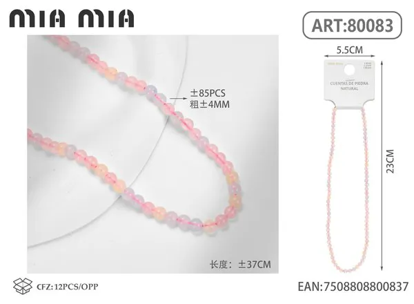 Collar de cuentas de morganita de 4mm