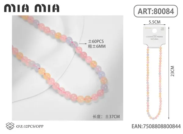 Collar de cuentas de morganita de 6mm