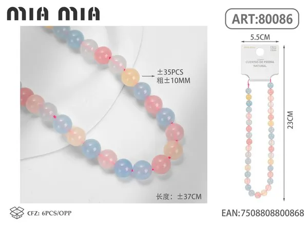 Collar de cuentas de morganita de 10mm