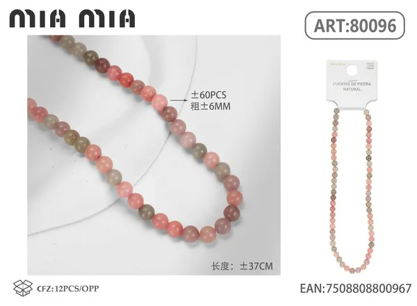 Collar de cuentas de piedra Shoushan de 6mm