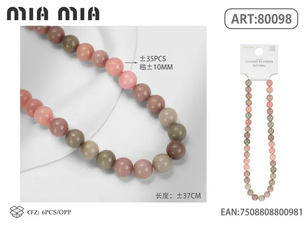 Collar de cuentas de piedra Shoushan de 10mm