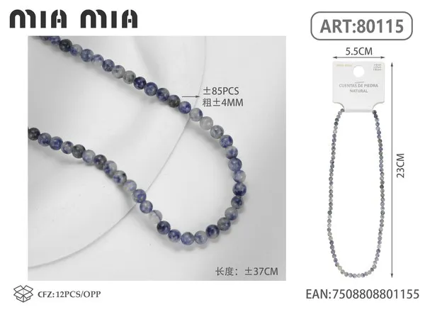 Collar de cuentas de sodalita de 4mm