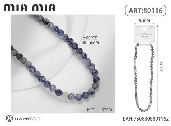 Collar de cuentas de sodalita de 6mm