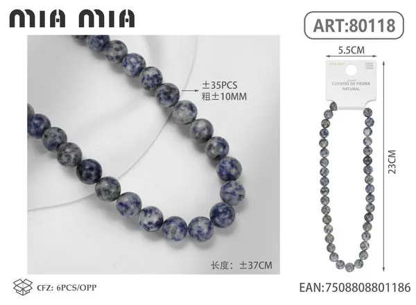 Collar de cuentas de sodalita de 10mm