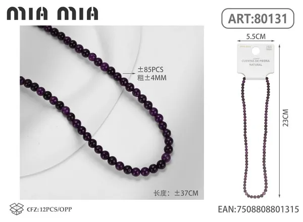 Collar de cuentas de amatista de 4mm