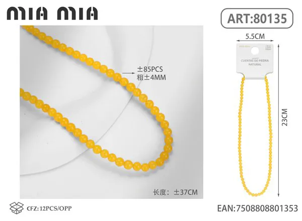 Collar de cuentas de citrino de 4mm