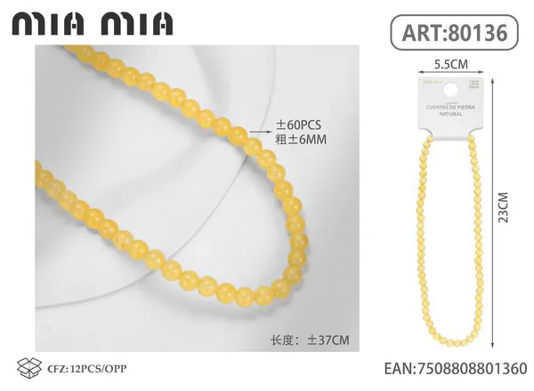Collar de cuentas de citrino de 6mm