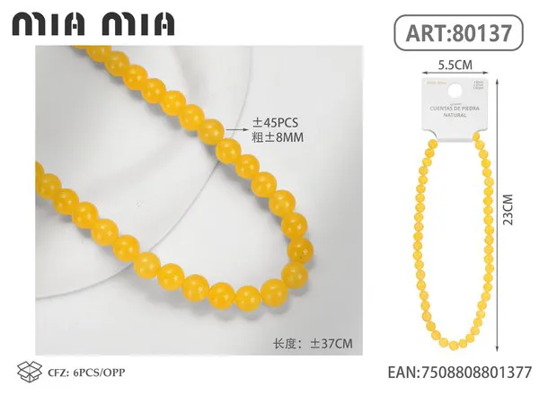 Collar de cuentas de citrino de 8mm