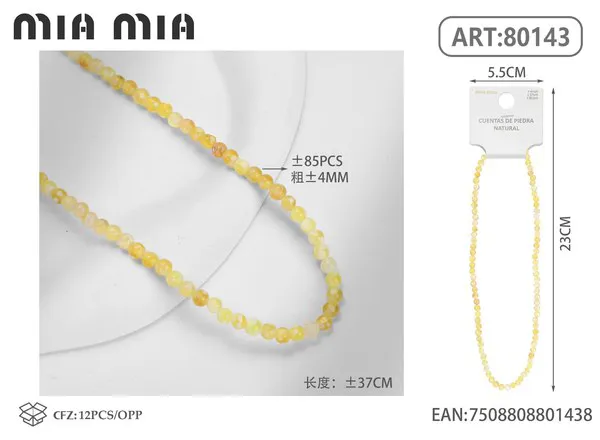 Collar de cuentas de ágata de fuego de 4mm