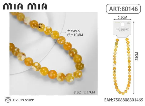 Collar de cuentas de ágata de fuego de 10mm