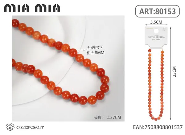Collar de cuentas de aventurina roja de 8mm