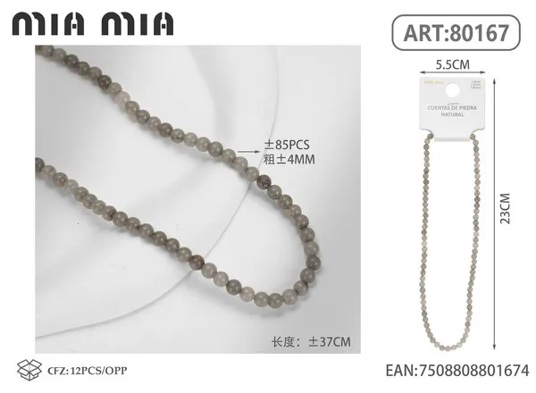 Collar de cuentas de jade de 4mm