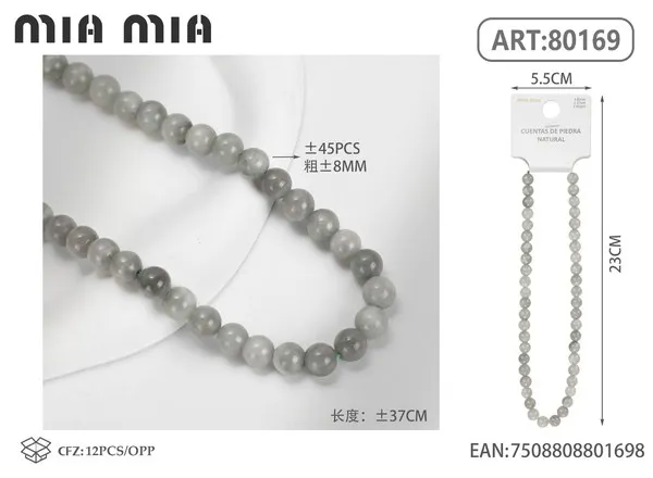 Collar de cuentas de jade de 8mm